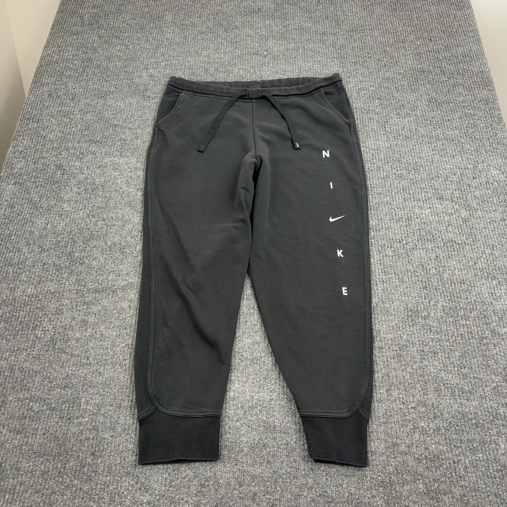 Nike Sweatpants Mens XL Black Cotton Polyester Dri-Fit Logo Joggers‎ Activewear